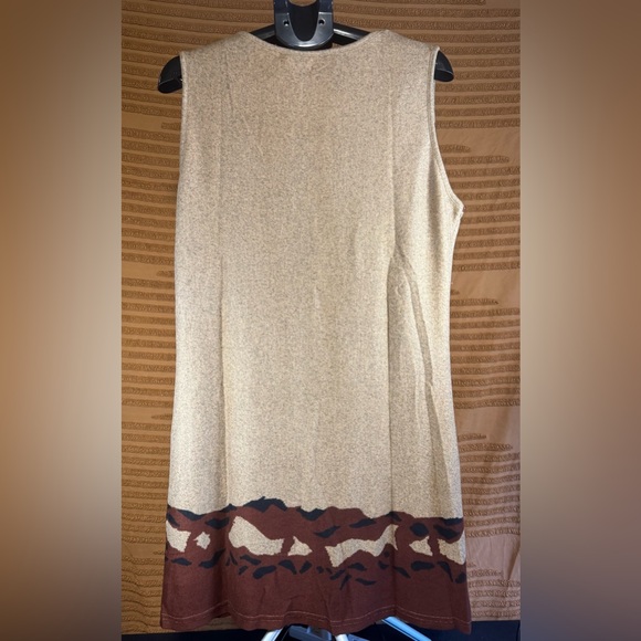 NWT La Vie Lente Deer Print Sleeveless Tunic Dress Beige 2XL - Picture 2 of 5